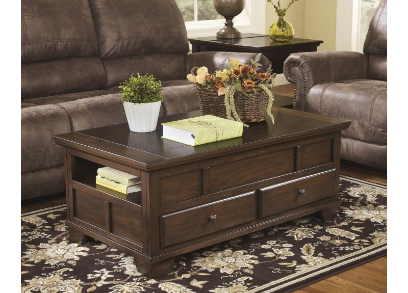 Emily Lift Top Wooden Rectangular Coffee Table with Storage